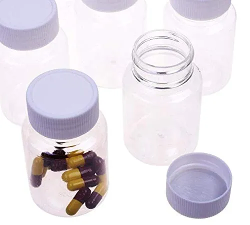 12PCS 100ml Clear Empty Plastic Bottles Box with White Screw Cap Portable Solid Powder Case Holder Storage Container for Liquid Chemical Dispense