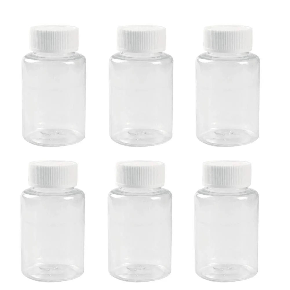 12PCS 100ml Clear Empty Plastic Bottles Box with White Screw Cap Portable Solid Powder Case Holder Storage Container for Liquid Chemical Dispense