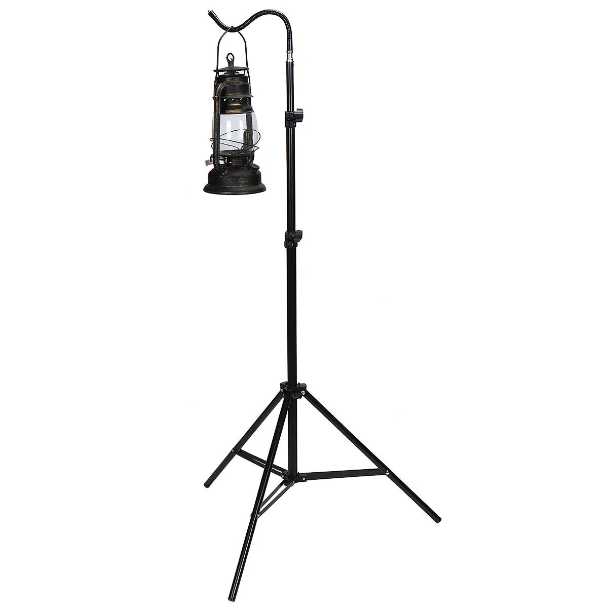 2.1m Foldable Lamp Holder Camping Outdoor Portable Tent Table Hanger Hook Light Fix Stand Camping Light Pole Tripod Phone Camera Ring Light Lamp Adjustable Arm Stand For Lantern Picnic Lamp Support