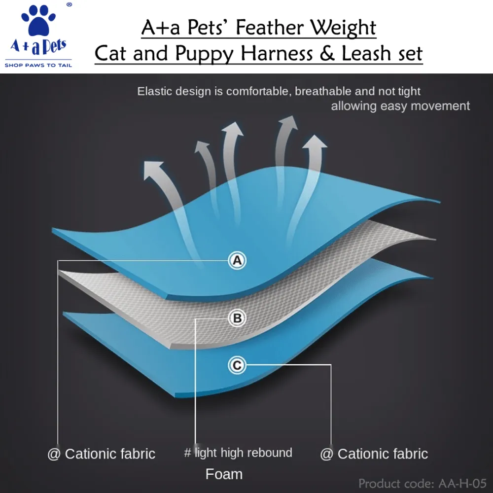 A Plus A Pets Feather Weight Harness & Leash Set for Dogs and Cats