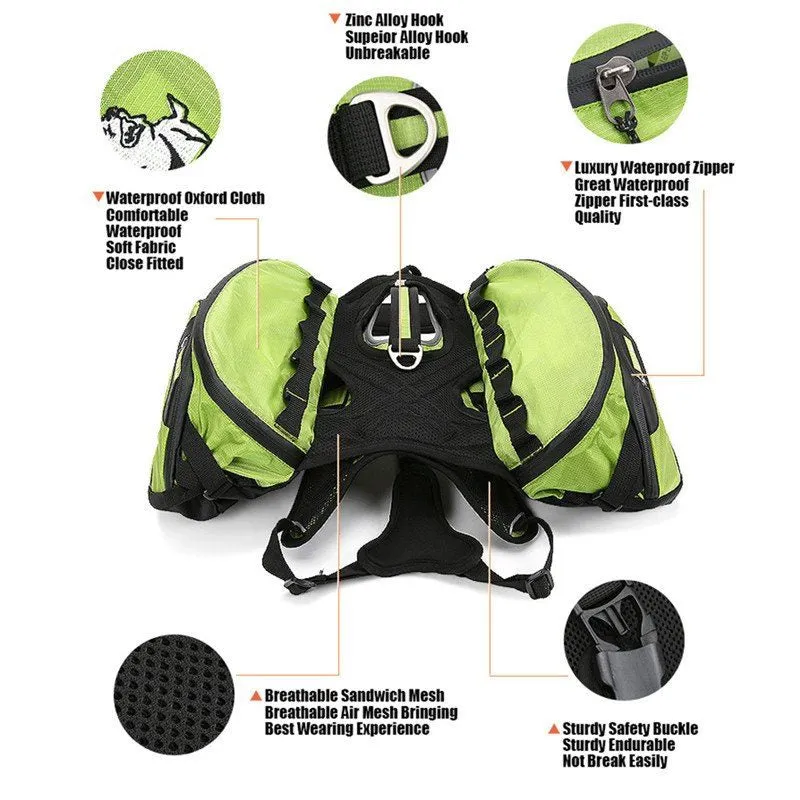 Adjustable Waterproof Dog Backpack & Harness for Outdoor Hiking by Truelove