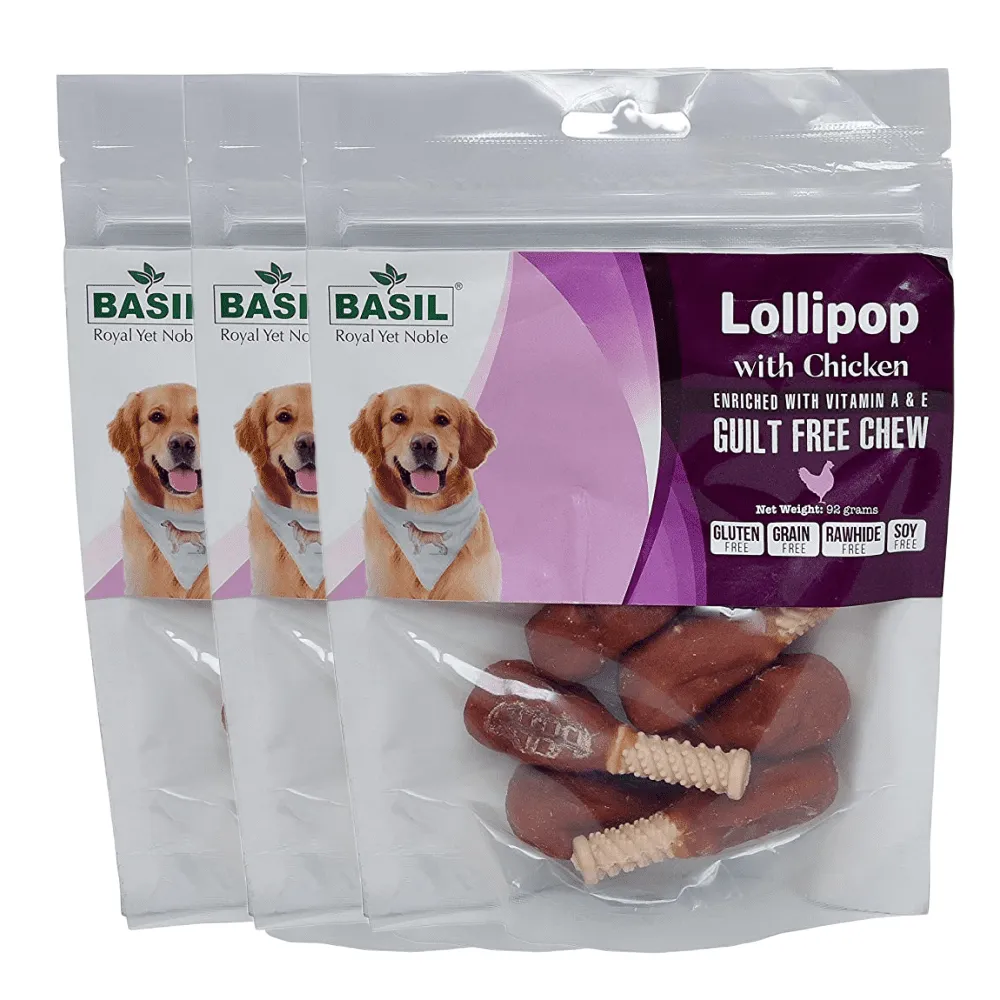 Basil Lollipop with Chicken Dog Chew Treat