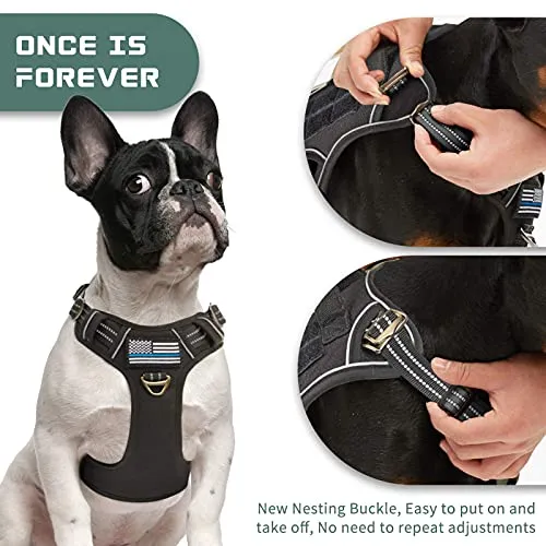 BUMBIN Tactical Dog Harness for Medium Dogs No Pull, Famous TIK Tok No Pull Dog Harness, Fit Smart Reflective Pet Walking Harness for Training, Adjustable Dog Vest Harness with Handle Pink Camo M