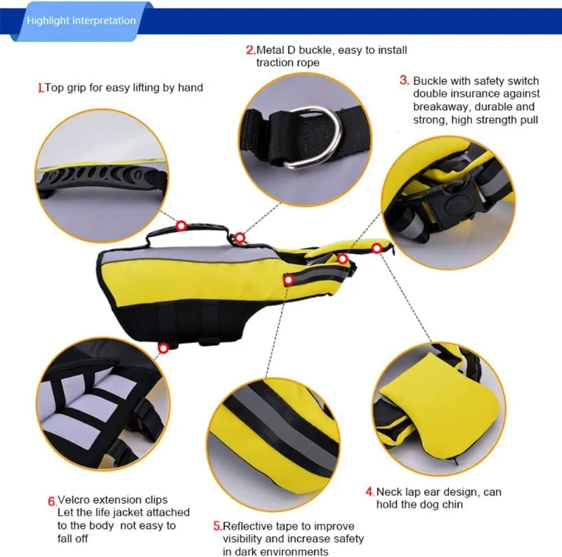 Dog Inflatable Life Jacket Foldable and Convenient Safety Swimming Reflective Suit