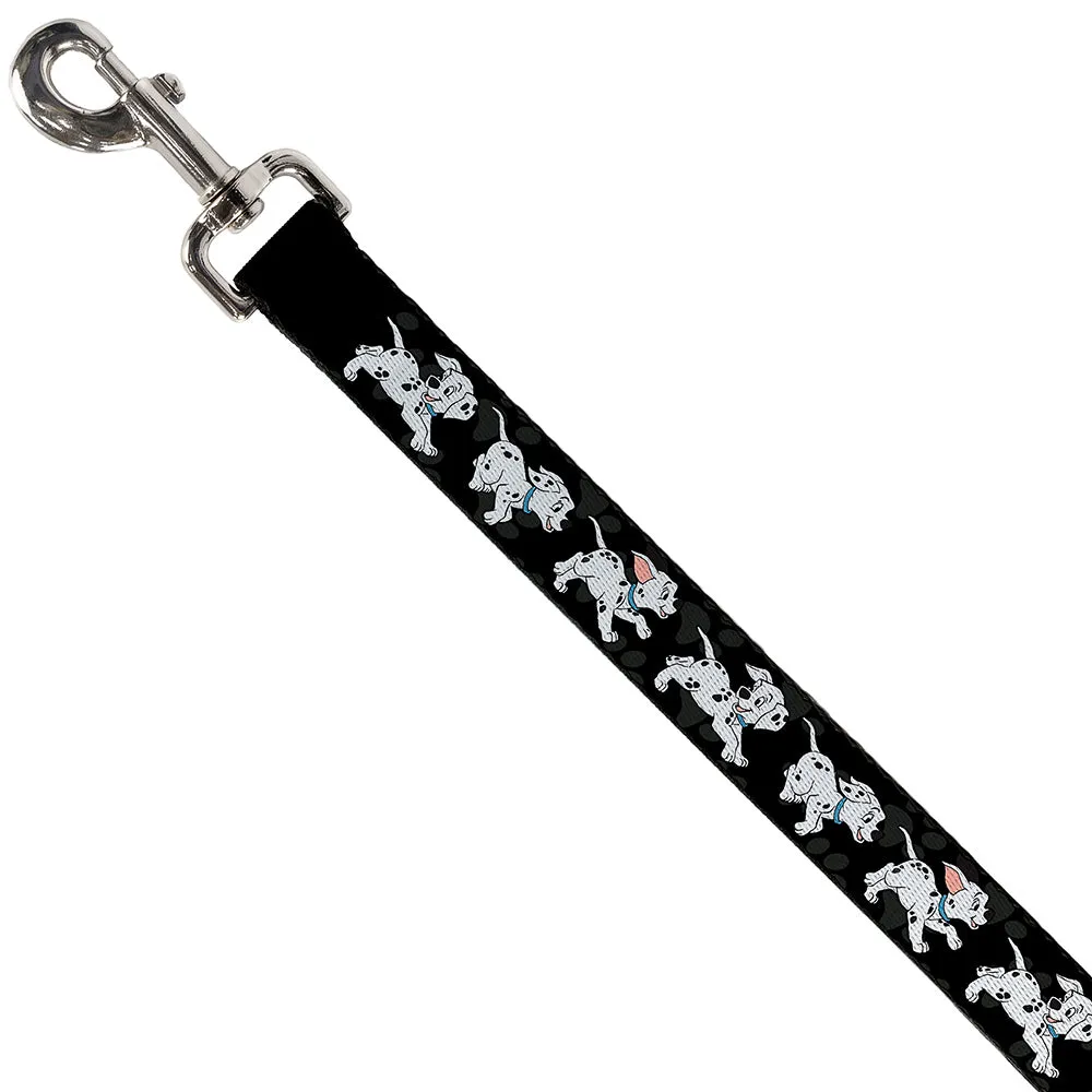 Dog Leash - Dalmatians Running/Paws Black/Gray/White/Black
