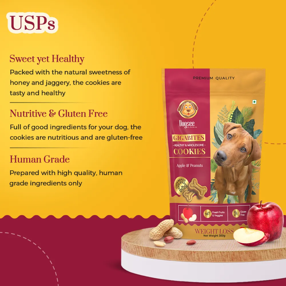 Dogsee Chew Gigabites Apple and Peanut Dog Cookie Treats