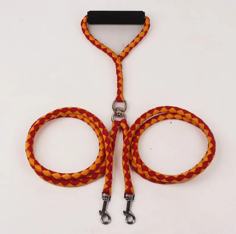 Double Dog Leash with Rubber Grip - 1.4m Polyester Rope