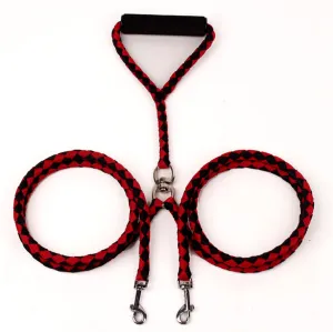 Double Dog Leash with Rubber Grip - 1.4m Polyester Rope