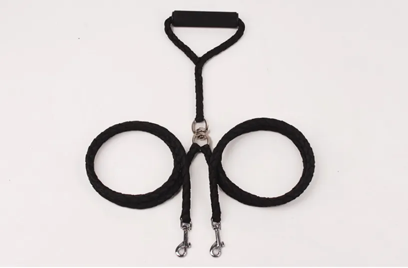 Double Dog Leash with Rubber Grip - 1.4m Polyester Rope