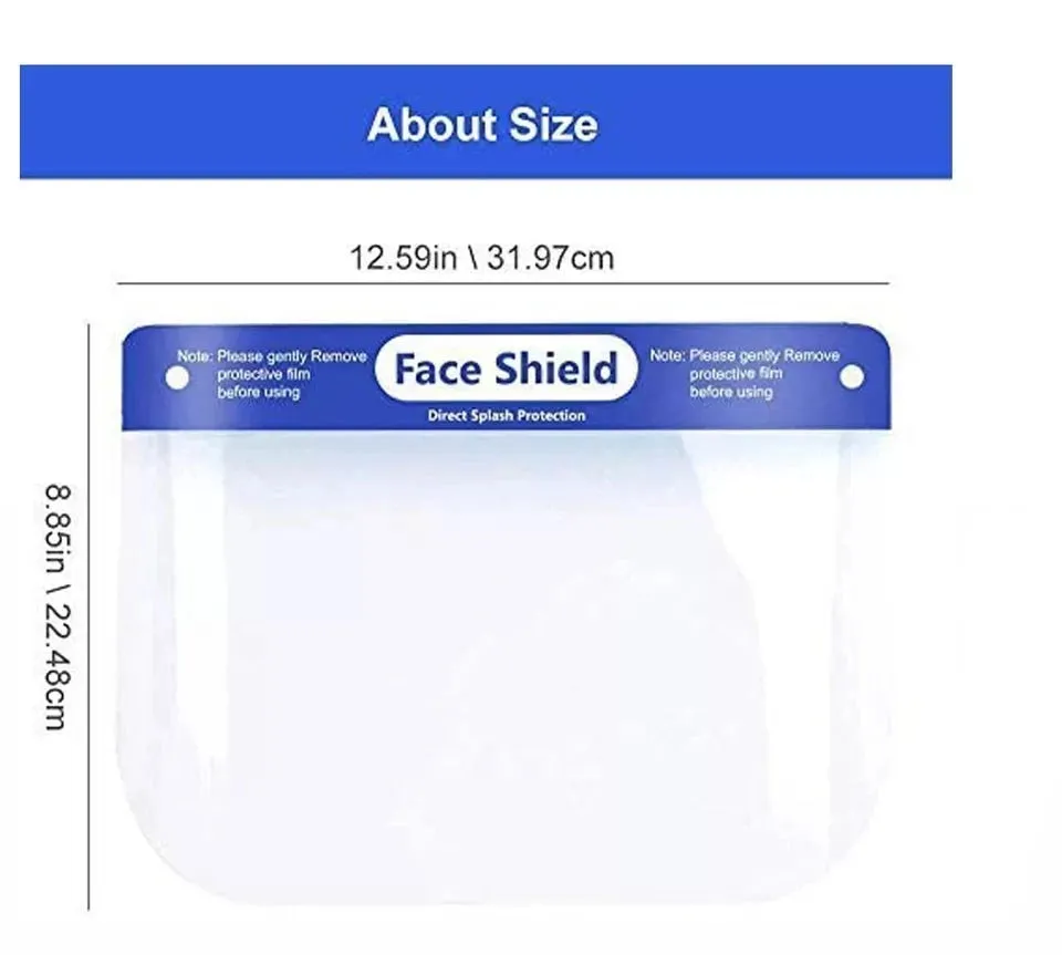 Face Protective Shield Anti Fog Full Face Splash Proof Top Cap Clear Hat (2 Pack)