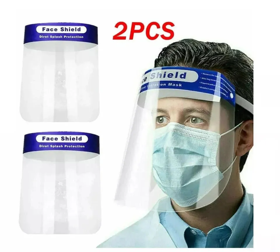 Face Protective Shield Anti Fog Full Face Splash Proof Top Cap Clear Hat (2 Pack)