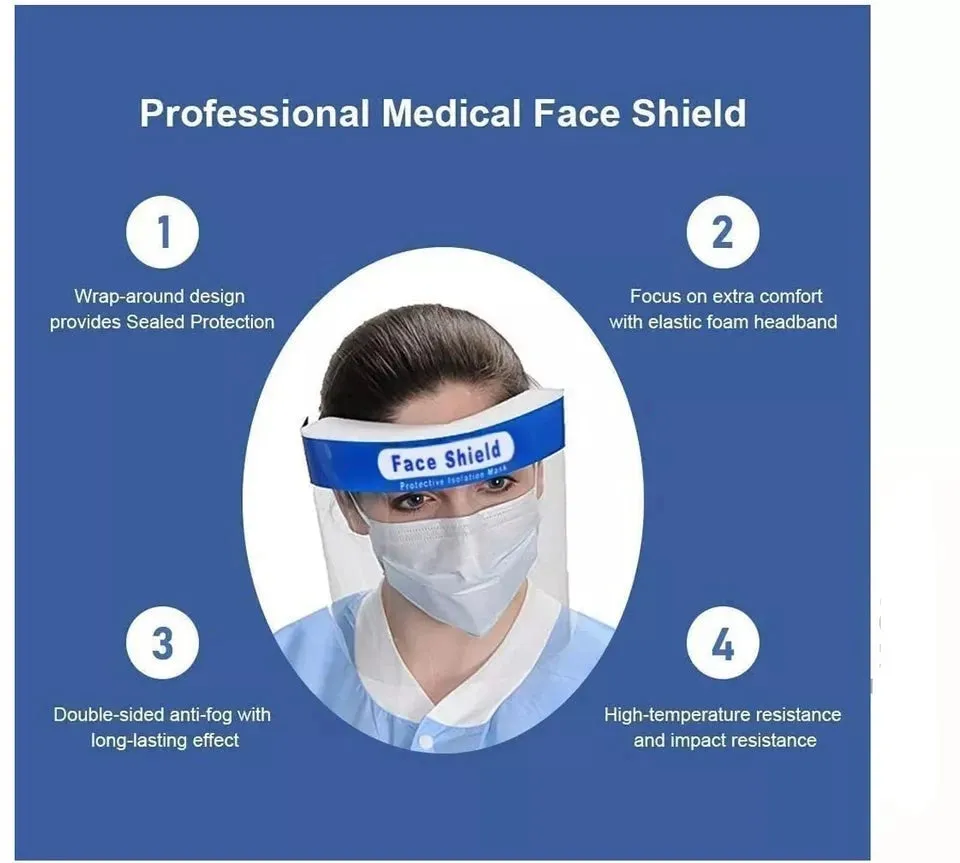 Face Protective Shield Anti Fog Full Face Splash Proof Top Cap Clear Hat (2 Pack)