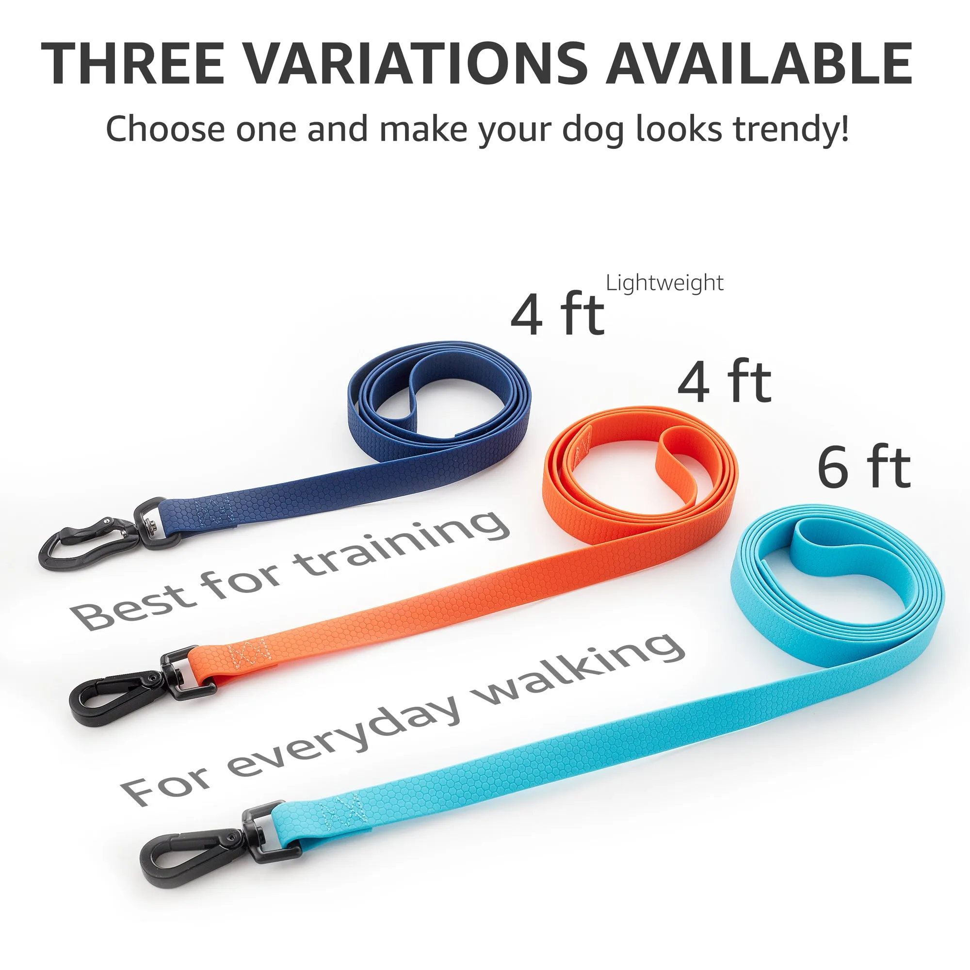 Heavy Duty Dog Leash 4 FT, Lightweight & Waterproof