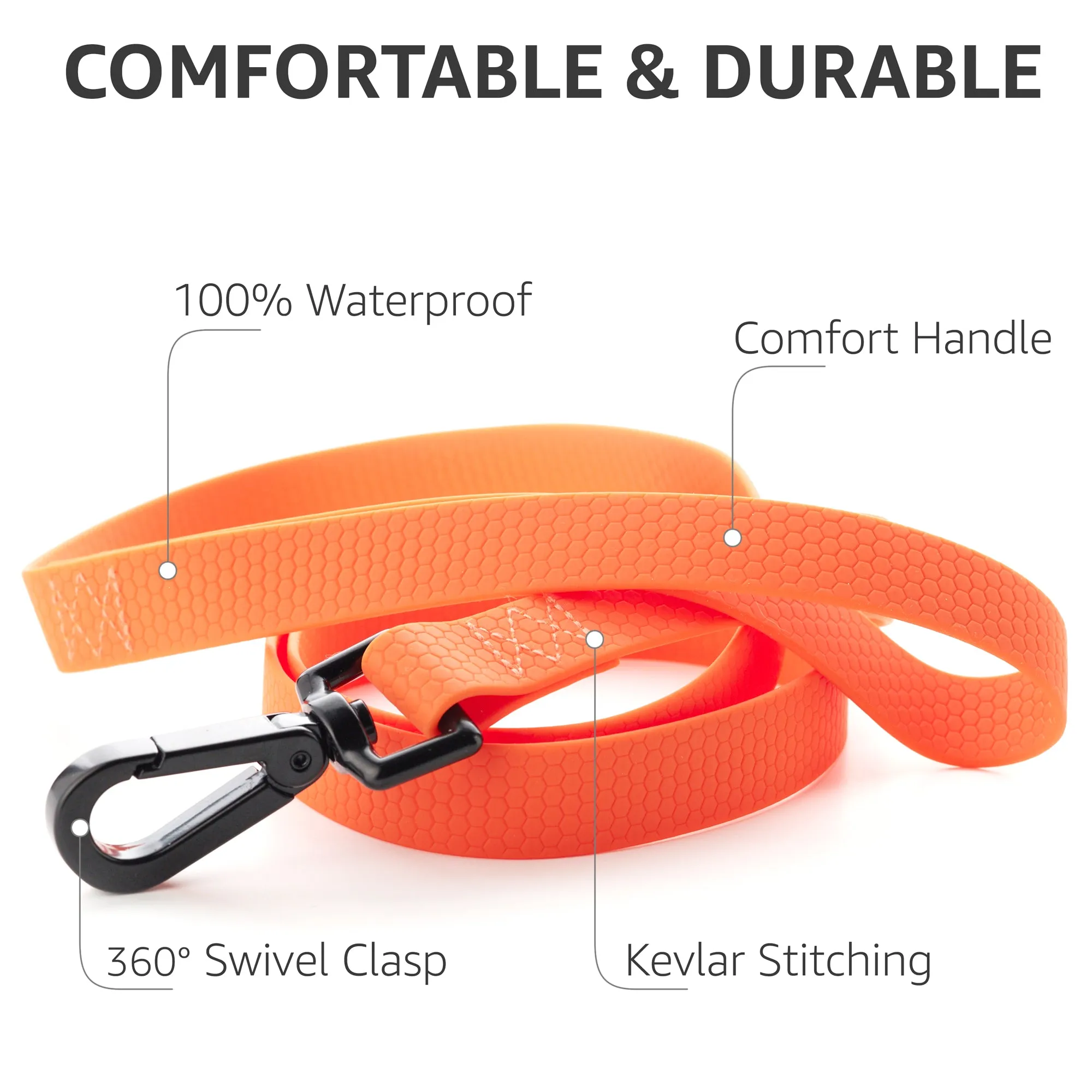 Heavy Duty Dog Leash 4 FT, Lightweight & Waterproof
