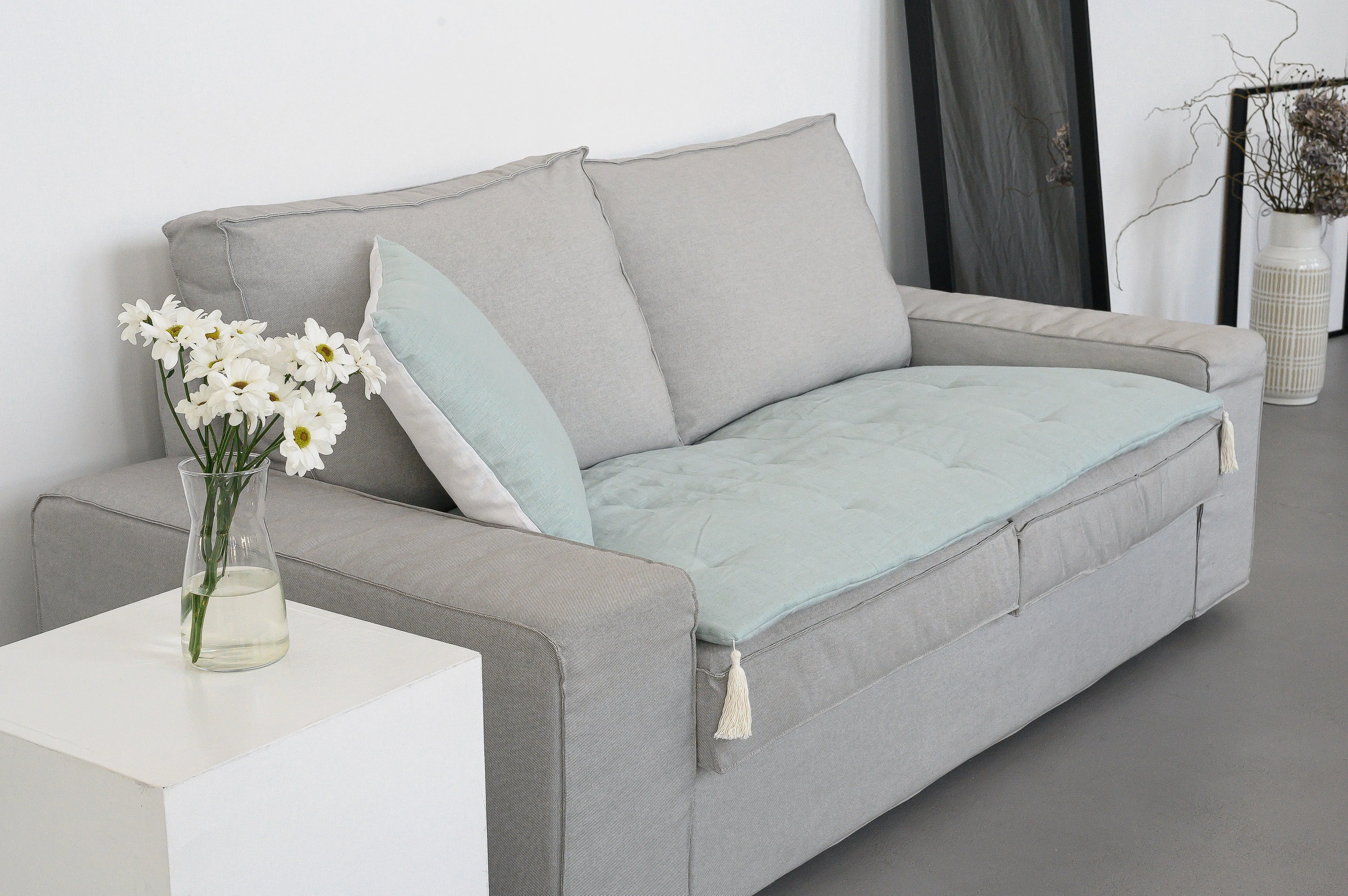 Hemp Linen Sofa Protector Covers for Dogs Cats Machine Washable Furniture Protectors Sofa & Couch Slipcovers Custom made sizes Sofa Topper