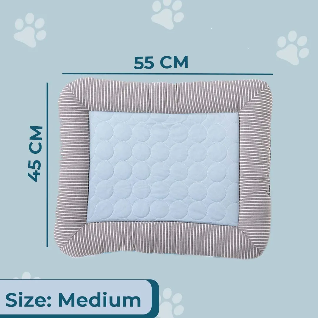Homestic Rectangular Dog & Cat Bed|Yarn Dyed Oxford Cloth|Nylon and Polyester with Cotton Filling|Self-Cooling Bed for Dog & Cat|Small Light-Weight & Durable Dog Bed|ZQCJ005B-M|Blue