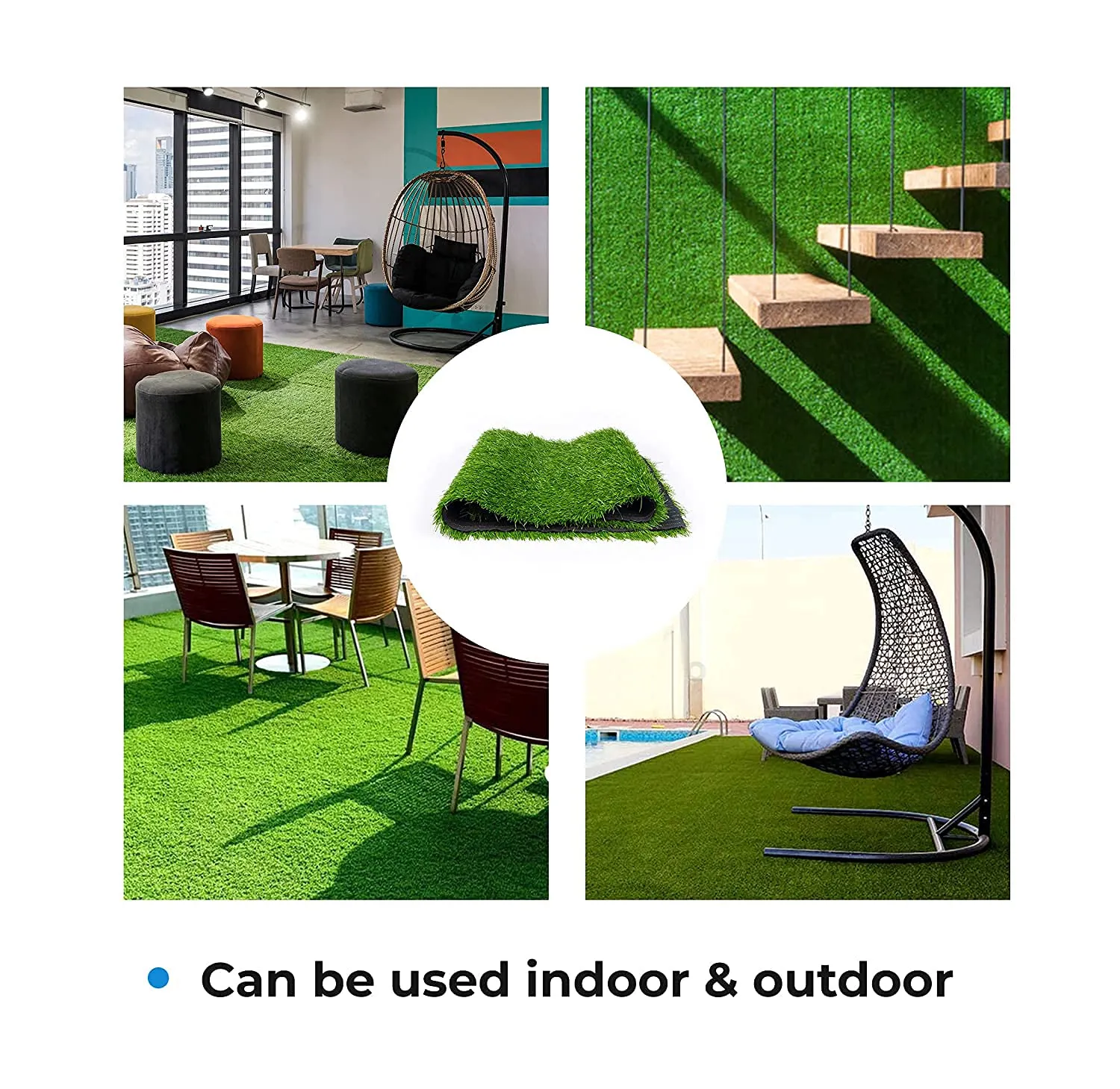 Kube Industries 35 MM Artificial Grass Indoor Outdoor Garden Lawn Landscape Synthetic Grass Mat (18" X 30") Green-HS_38_HEARTH21099