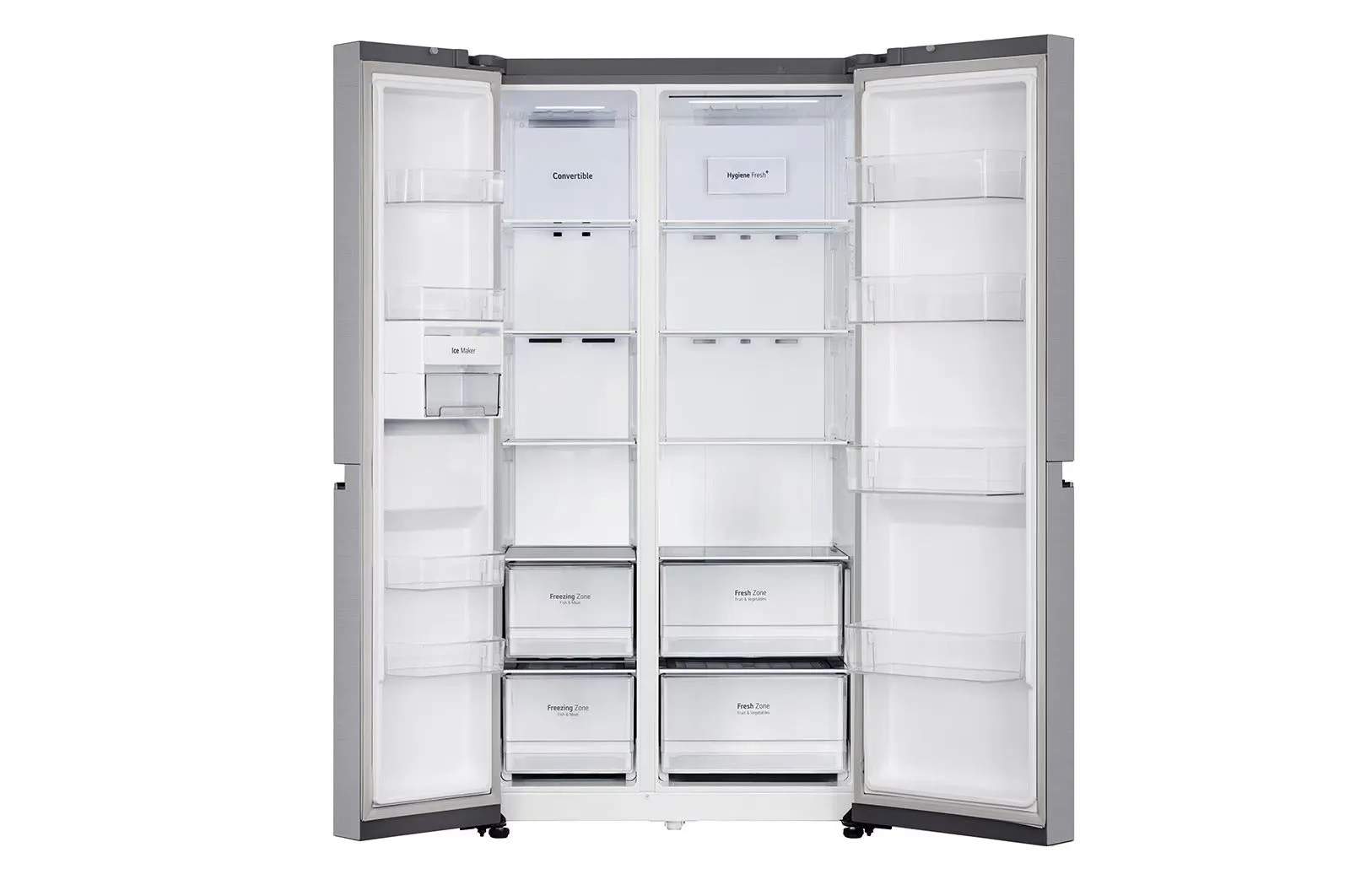 LG GL-B257EPZ3 650L, Convertible Side-by-Side Refrigerator with Smart Inverter Compressor, Hygiene Fresh 