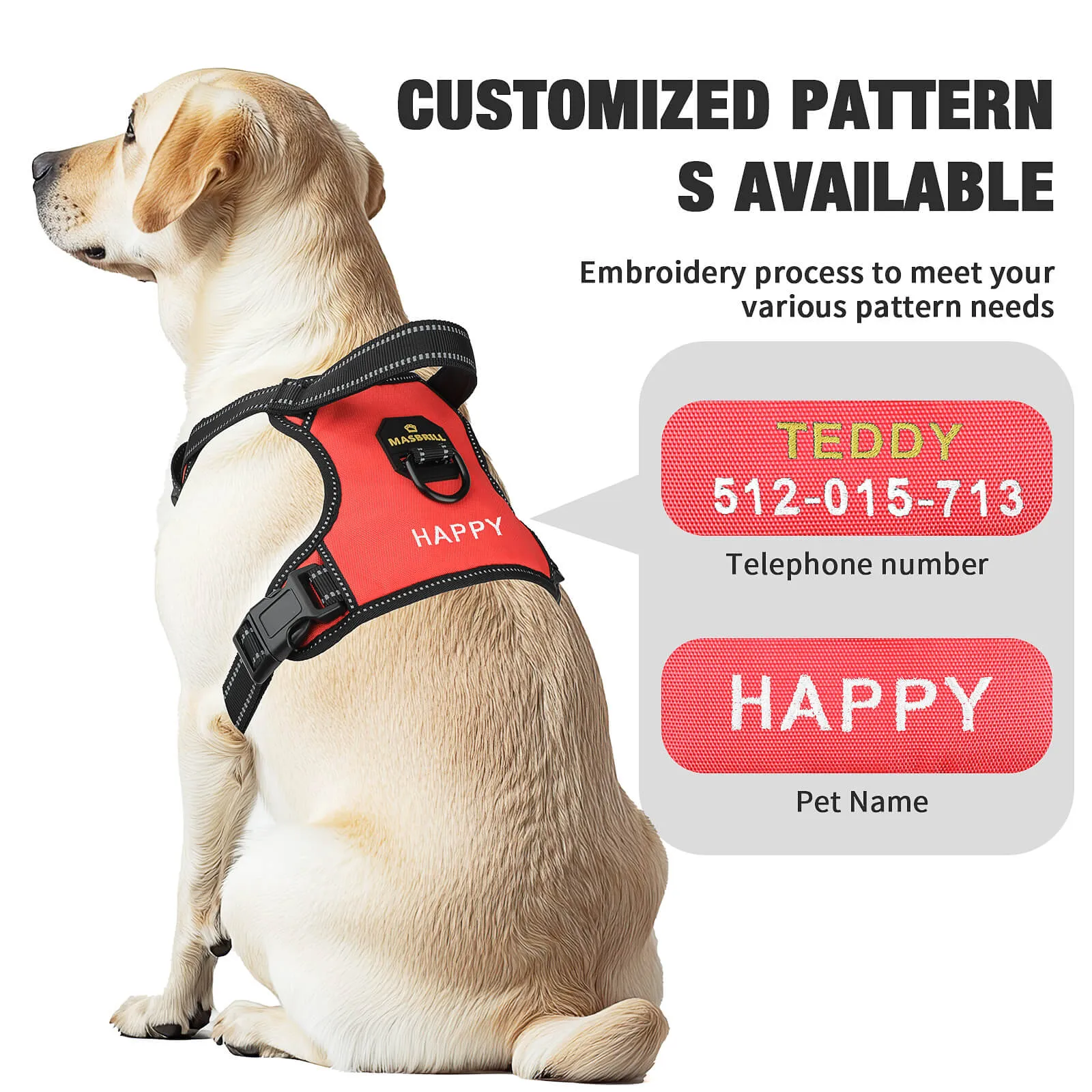 MASBRILL Custom Dog Harness with name