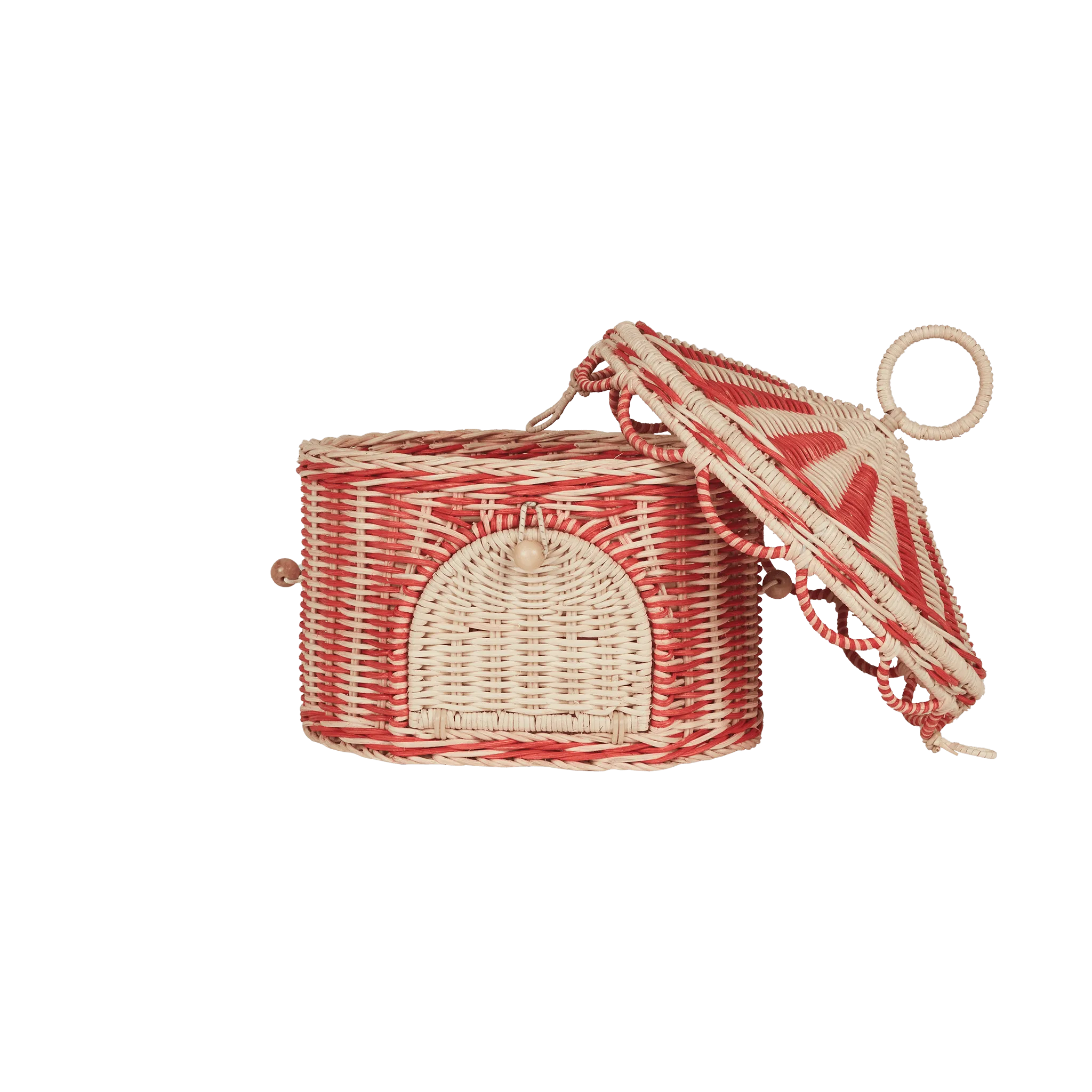 Olli Ella Circus Tent Basket - Red/Straw