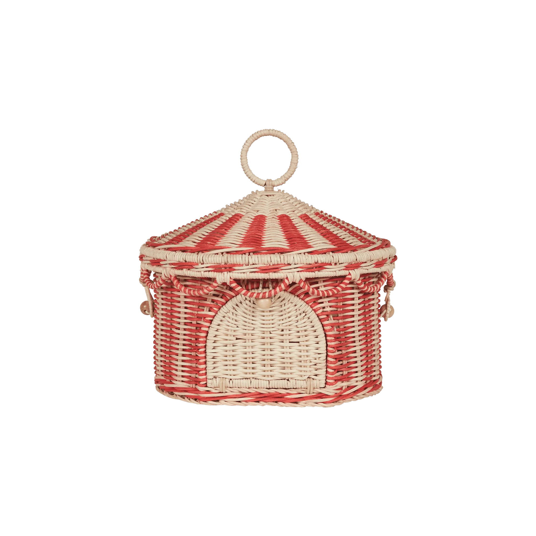 Olli Ella Circus Tent Basket - Red/Straw