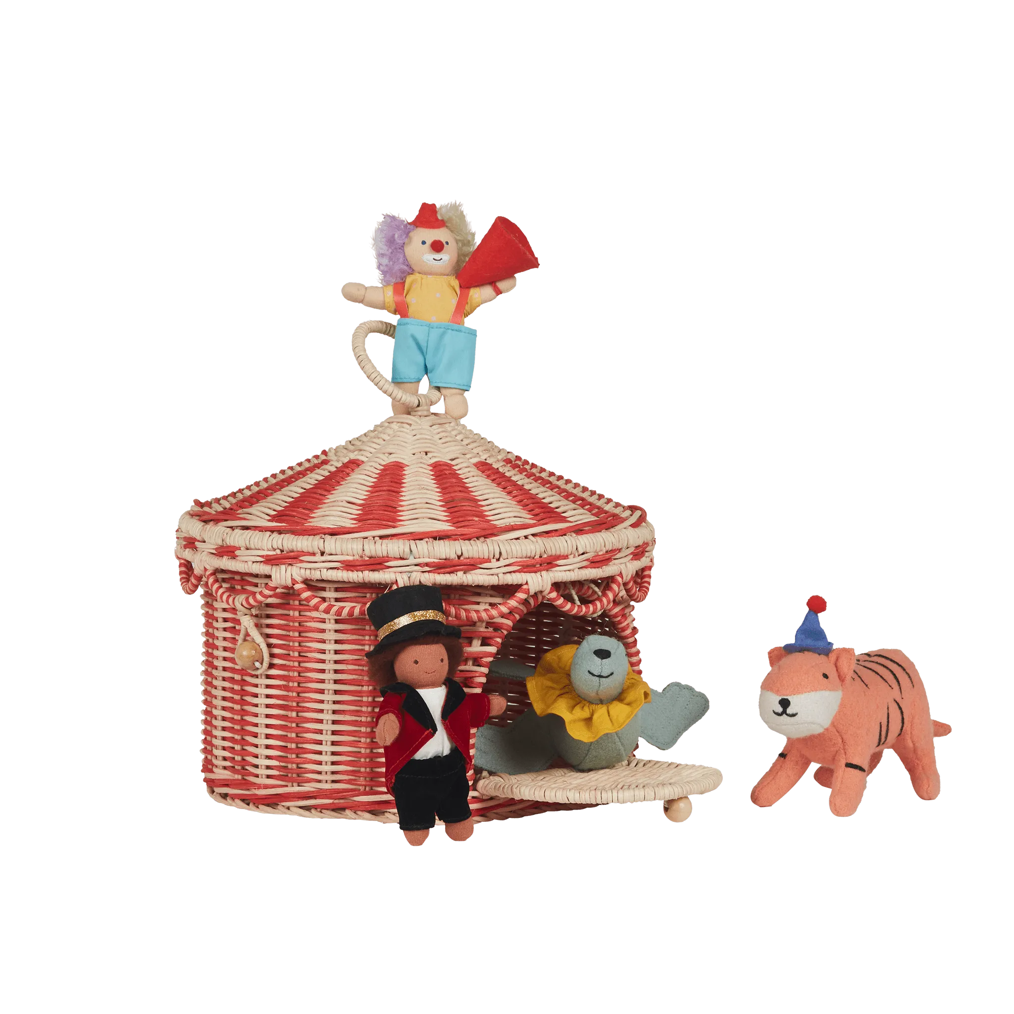 Olli Ella Circus Tent Basket - Red/Straw