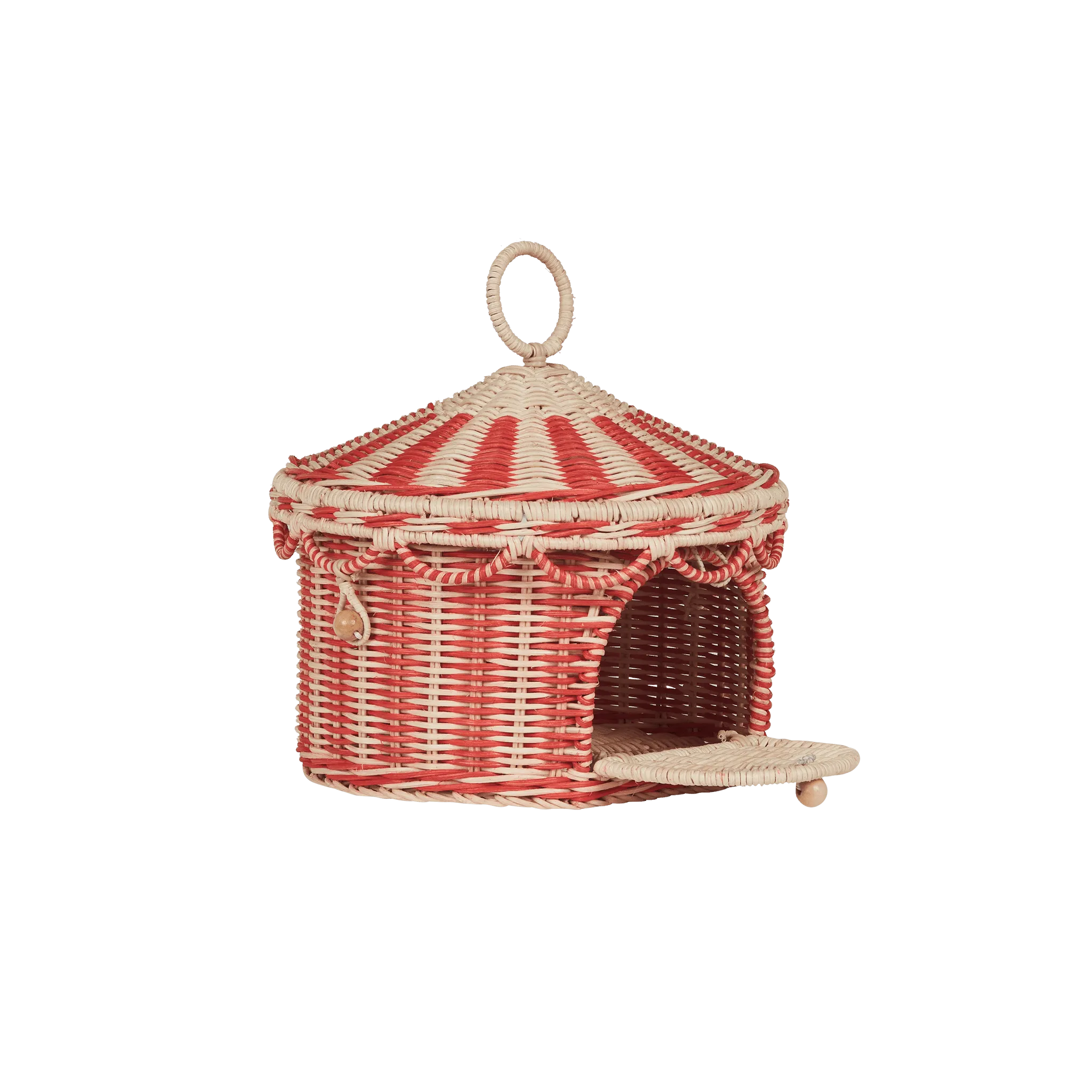 Olli Ella Circus Tent Basket - Red/Straw