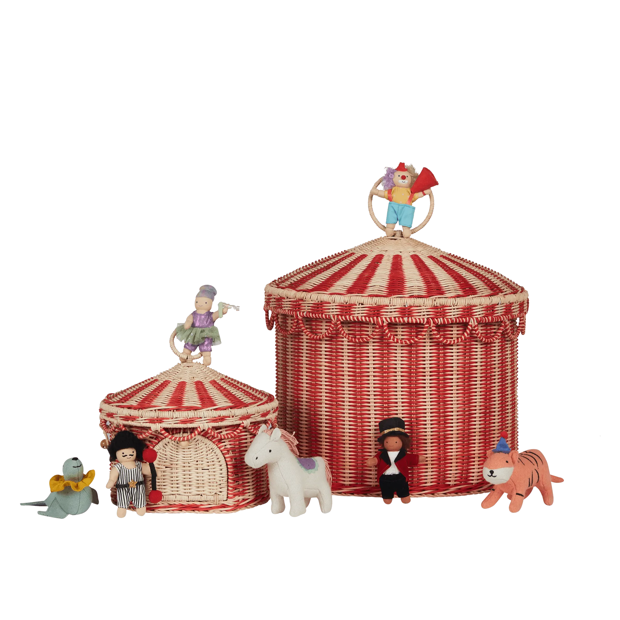 Olli Ella Circus Tent Toy Basket - Red/Straw