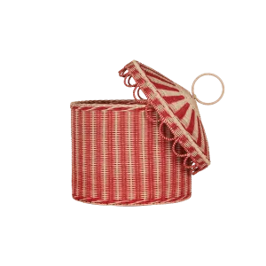 Olli Ella Circus Tent Toy Basket - Red/Straw