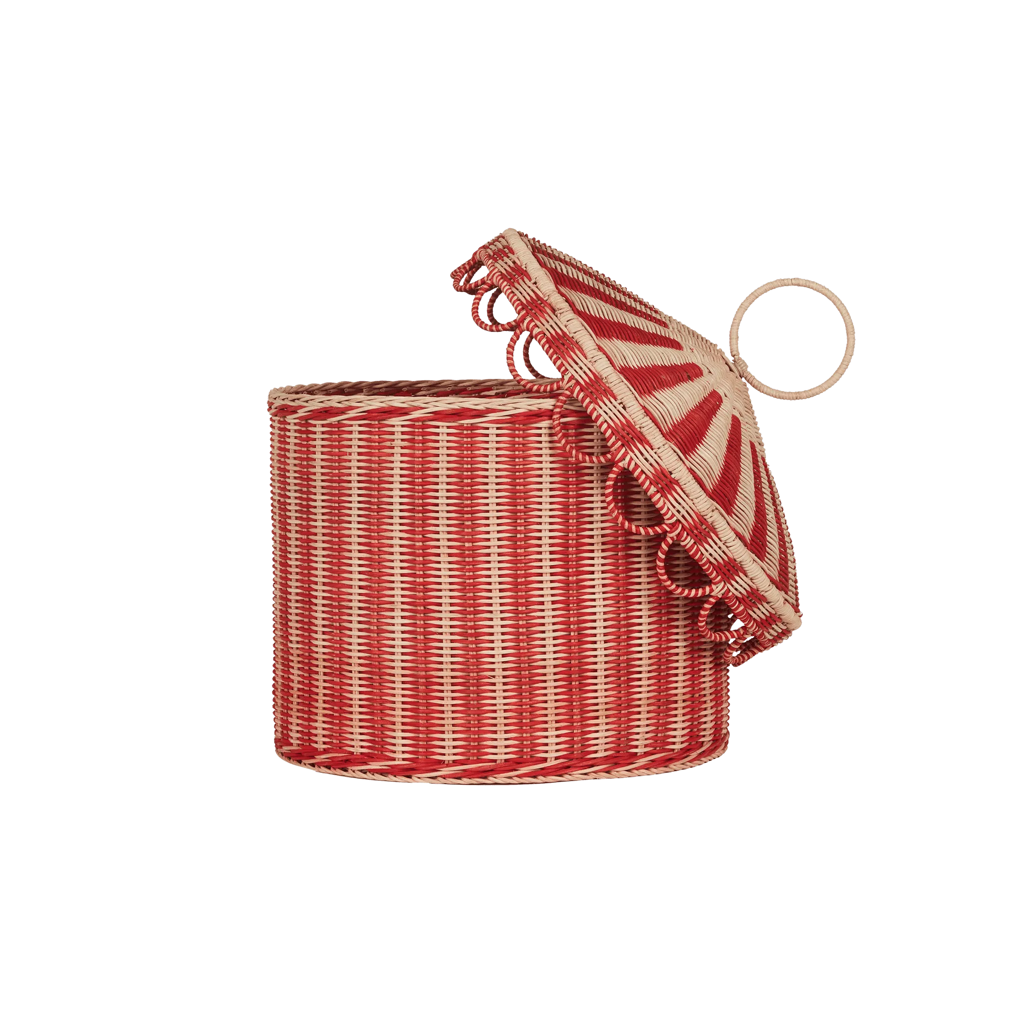 Olli Ella Circus Tent Toy Basket - Red/Straw