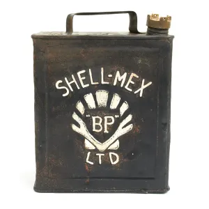 Original British WWII Vickers Machine Gun Water SHELL MEX BP LTD Spirit Can - Petrol 2 Gallons