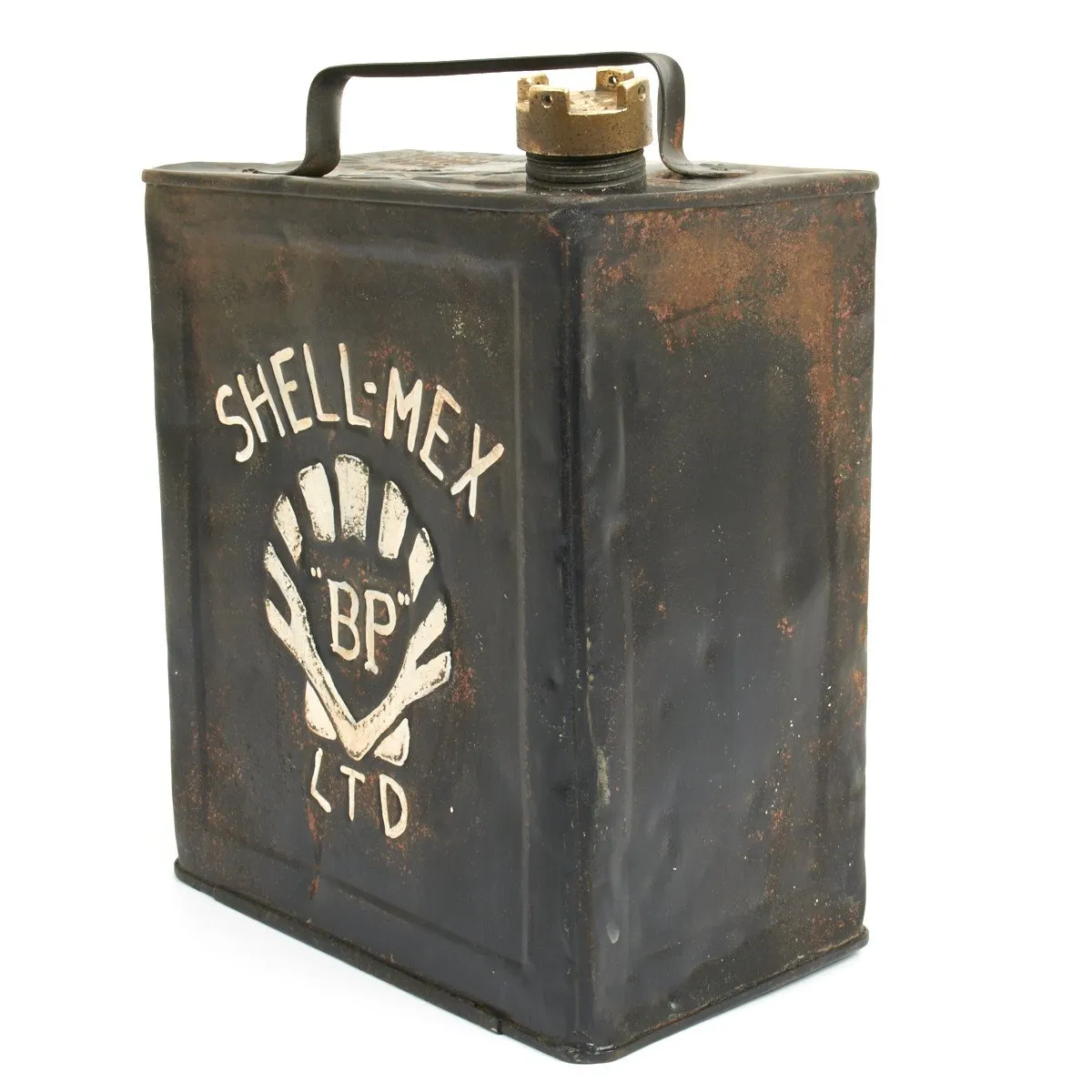 Original British WWII Vickers Machine Gun Water SHELL MEX BP LTD Spirit Can - Petrol 2 Gallons
