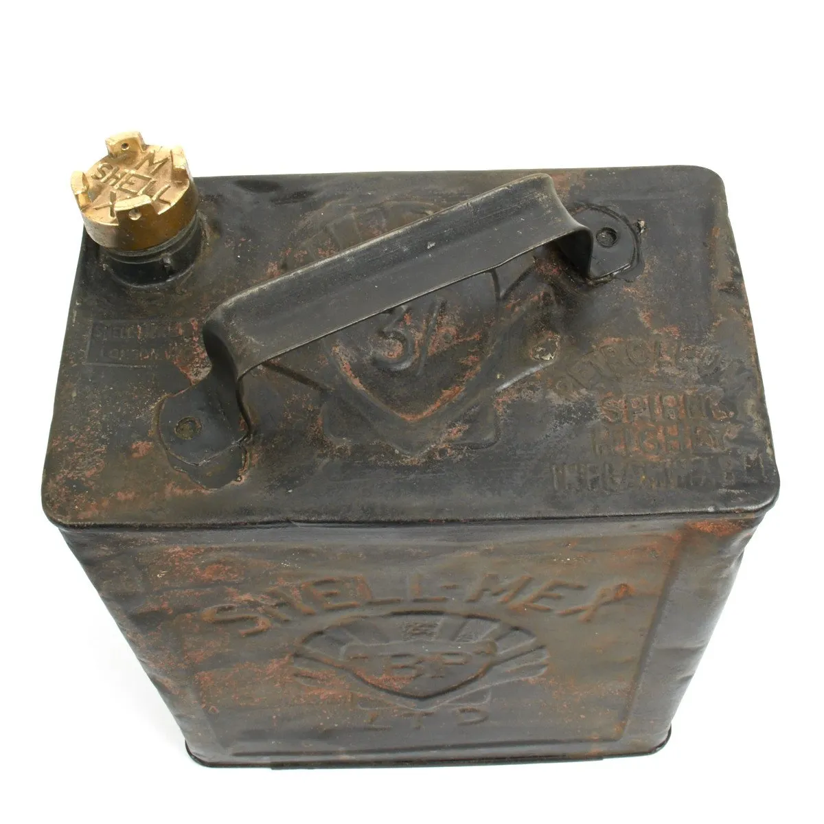 Original British WWII Vickers Machine Gun Water SHELL MEX BP LTD Spirit Can - Petrol 2 Gallons