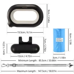 PAWS ASIA Factory Pet Product Low Moq Direct Sale Led Light Nylon Dog Leash With Waste Bag Dispenser