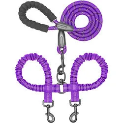 PAWS ASIA Suppliers High Quality Reflective Soft Nylon Durable Elastic Retractable Double Dog Leash Rope