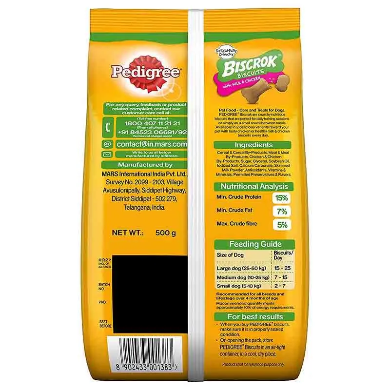 Pedigree Biscrok Biscuits Milk and Chicken Flavour, Dog Treat