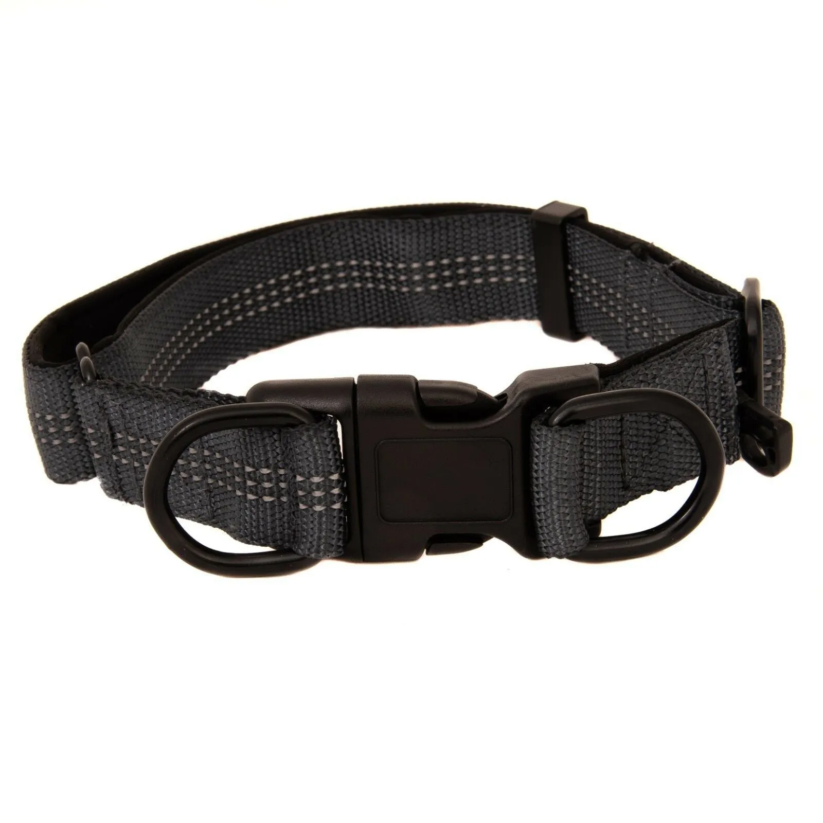 Pet Dog Collar Leash Nylon Adjustable Comfort Padded Size S M L XL Black Red
