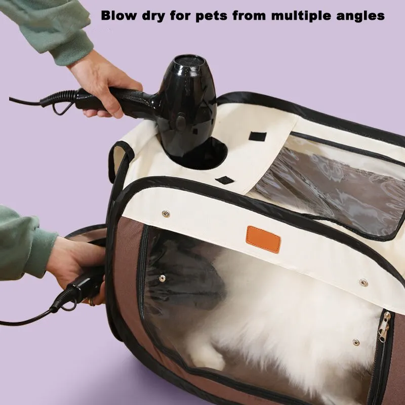 Pet Drying Box Cat Dog Bathing Grooming House Folding Dogs Hair Dryer Blow Box Foldable Portable Pet Cage Tent Bag Puppy Cage