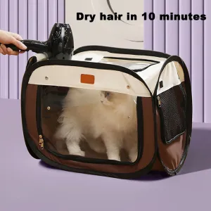 Pet Drying Box Cat Dog Bathing Grooming House Folding Dogs Hair Dryer Blow Box Foldable Portable Pet Cage Tent Bag Puppy Cage