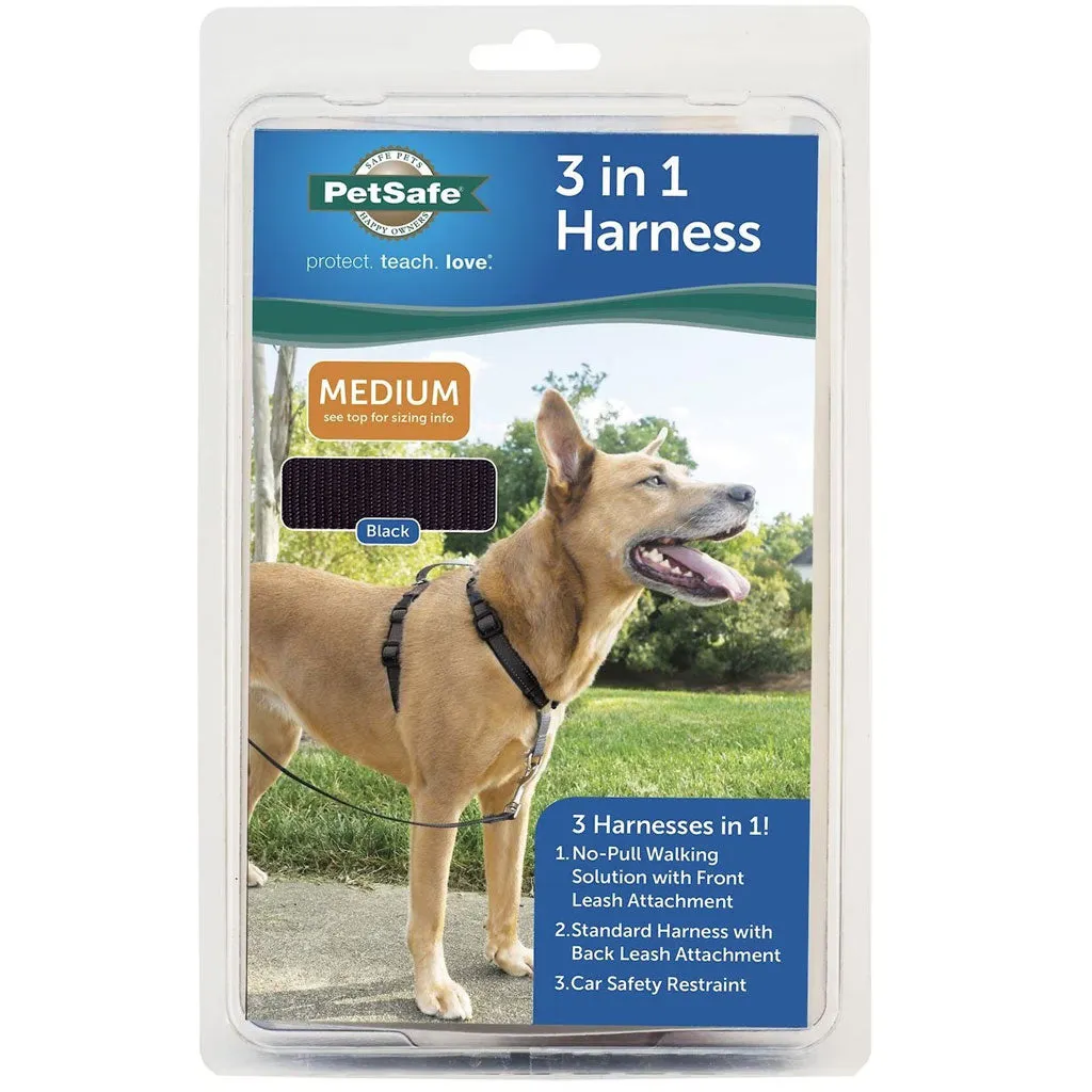 PetSafe 3-in-1 Dog Harness with Car Control Strap, Black