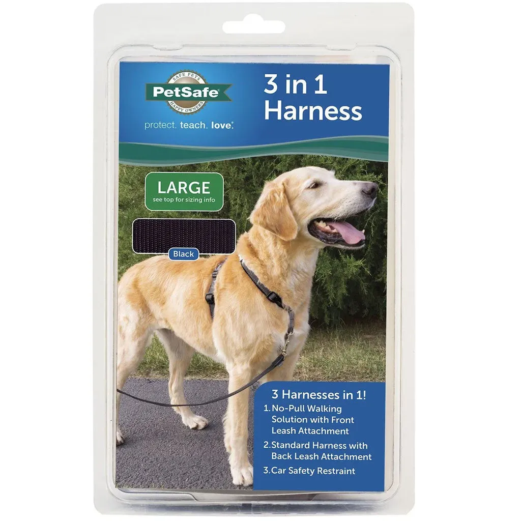 PetSafe 3-in-1 Dog Harness with Car Control Strap, Black