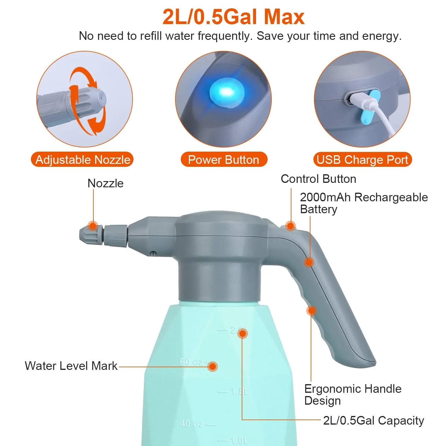 Rechargeable Handheld Automatic Electric Spray Bottle