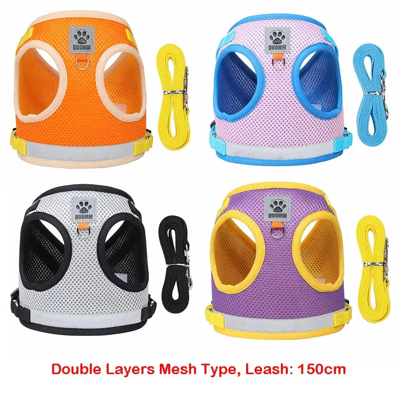 Reflective Nylon Dog Harness and Leash Set for Small to Medium Dogs and Cats