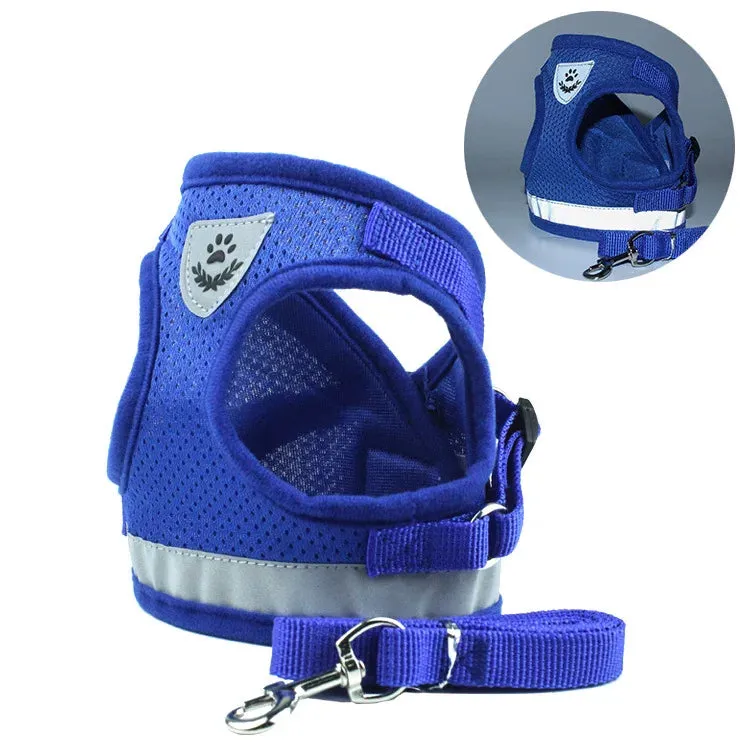Reflective Nylon Dog Harness and Leash Set for Small to Medium Dogs and Cats