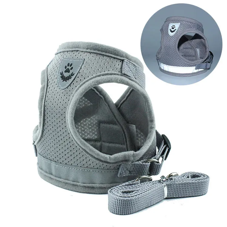 Reflective Nylon Dog Harness and Leash Set for Small to Medium Dogs and Cats