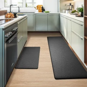 Roccar Kitchen Rugs and Mats, Anti Fatigue Waterproof for Kitchen, Office & Garage，Non Skid Standing Kitchen Rug 2 Piece —（44x75cm 44x150cm）