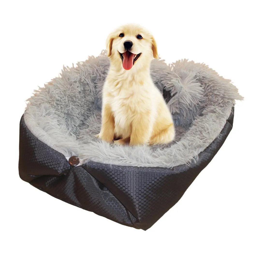 SOGA Black Dual purpose Cushion Nest Cat Dog Bed Warm Plush Kennel Mat Pet Home Travel Essentials