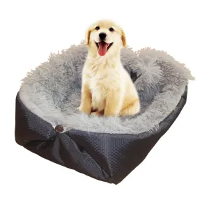 SOGA Black Dual purpose Cushion Nest Cat Dog Bed Warm Plush Kennel Mat Pet Home Travel Essentials