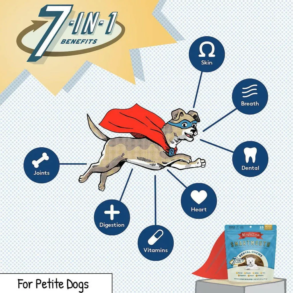 The Missing Link Smartmouth Dental Chews For Petite & Extra Small Dogs (28 count)