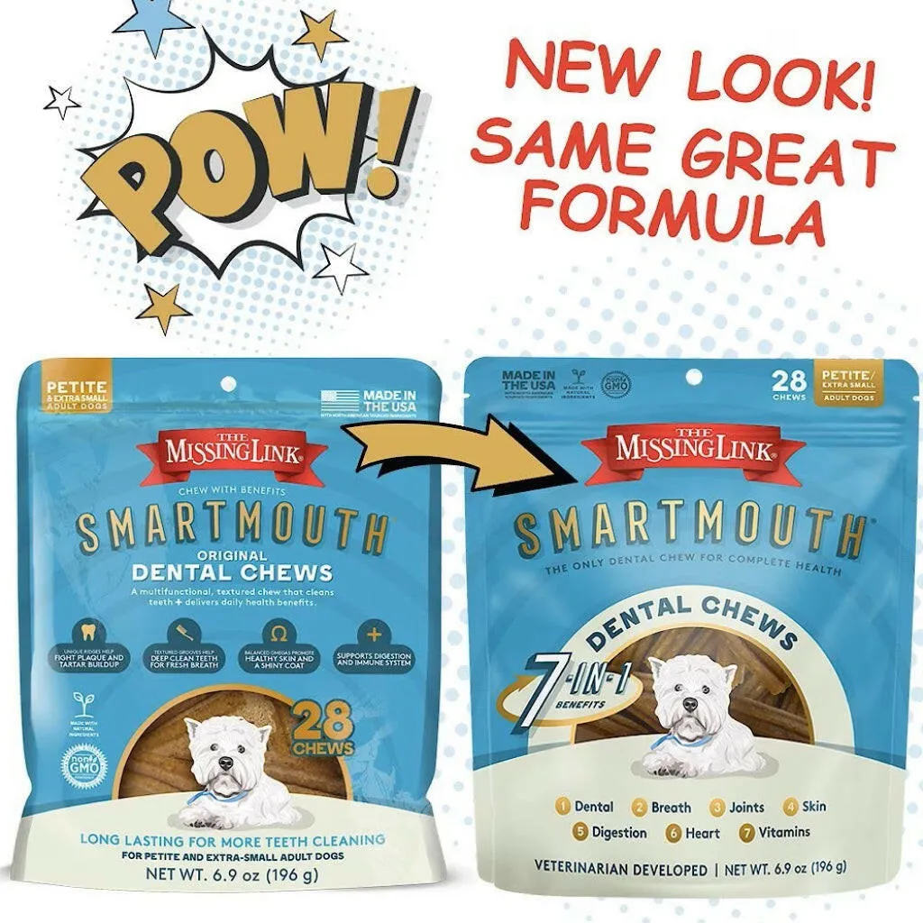 The Missing Link Smartmouth Dental Chews For Petite & Extra Small Dogs (28 count)